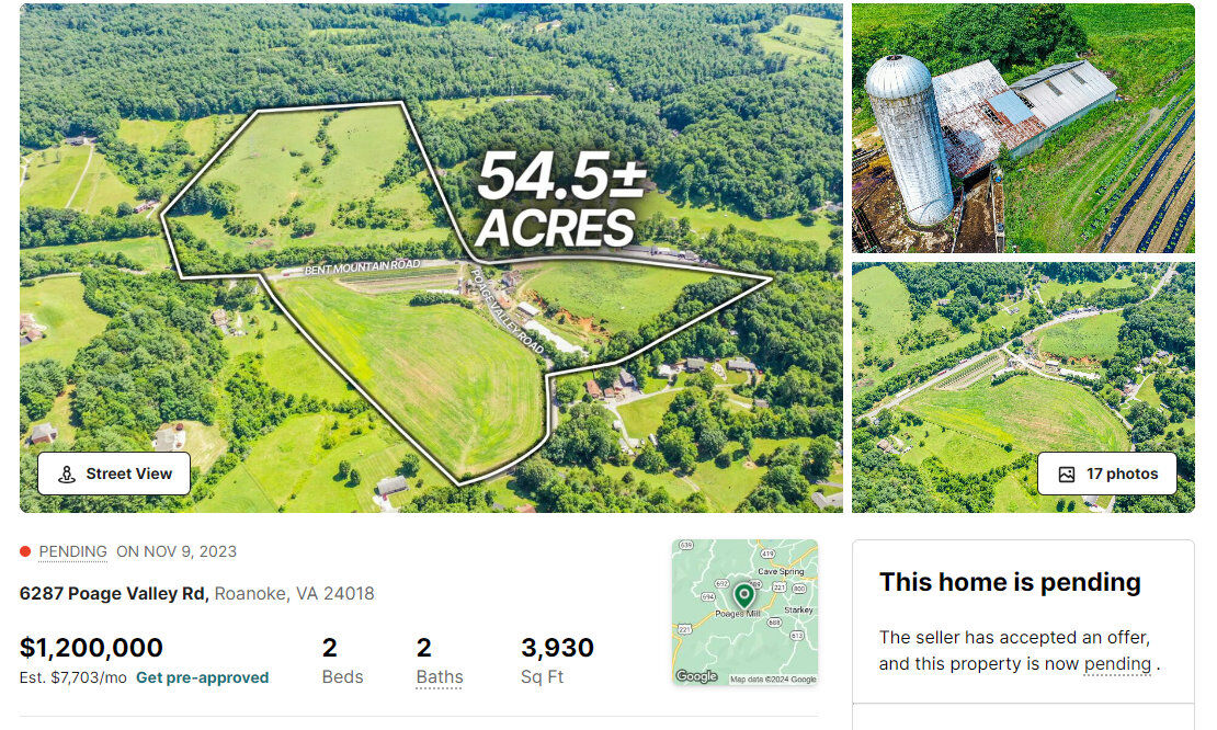 Poage's Farm real online real estate listing